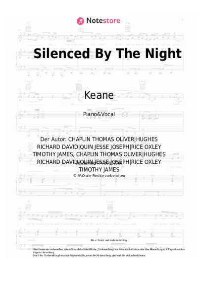 Noten, Akkorde Keane - Silenced By The Night