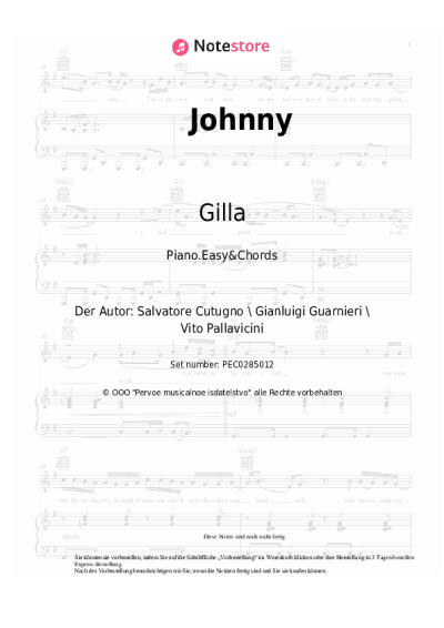 Noten, Akkorde Gilla - Johnny