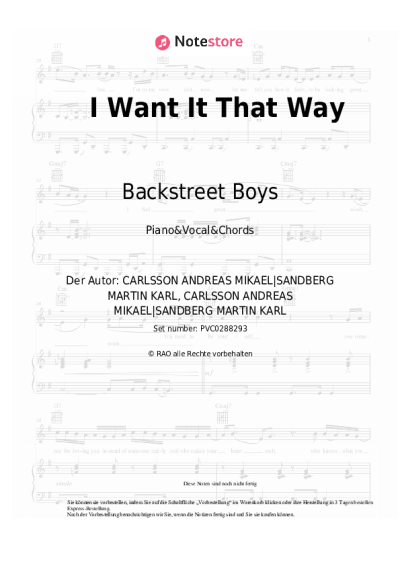 Noten, Akkorde Backstreet Boys - I Want It That Way