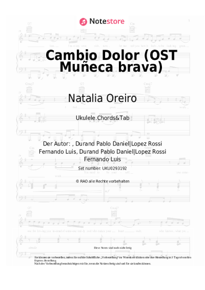 Noten, Akkorde Natalia Oreiro - Cambio Dolor (OST Muñeca brava)