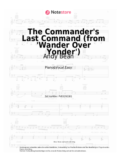 Noten, Akkorde Andy Bean - The Commander's Last Command (from 'Wander Over Yonder')