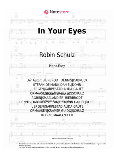 Noten, Akkorde Robin Schulz, Alida - In Your Eyes