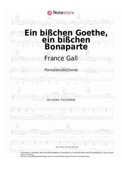 Noten, Akkorde France Gall - Ein bißchen Goethe, ein bißchen Bonaparte