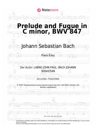 Noten, Akkorde Johann Sebastian Bach - Prelude and Fugue in C minor, BWV 847