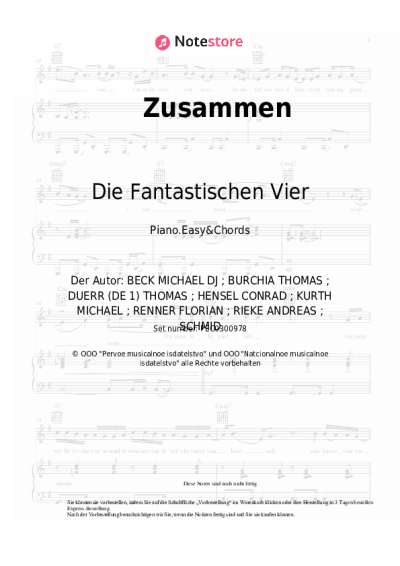 Noten, Akkorde Die Fantastischen Vier, Clueso - Zusammen