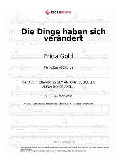 Noten, Akkorde Frida Gold - Die Dinge haben sich verändert