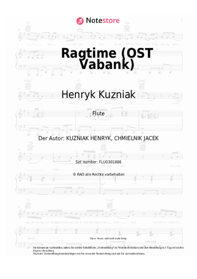 Noten, Akkorde Henryk Kuzniak - Ragtime (OST Vabank)