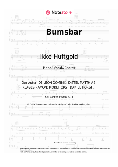 Noten, Akkorde Ikke Huftgold, Schürze, DJ Robin - Bumsbar