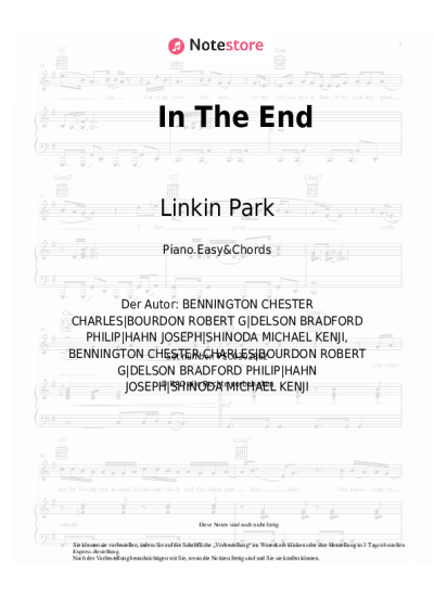 Noten, Akkorde Linkin Park - In The End