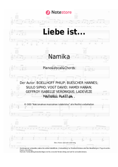 Noten, Akkorde Namika, ZAZ - Liebe ist...