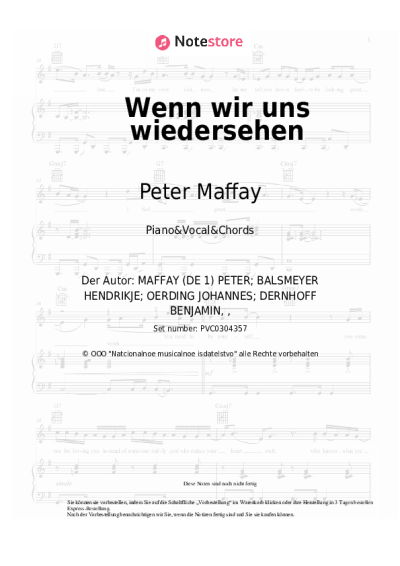 Noten, Akkorde Peter Maffay - Wenn wir uns wiedersehen