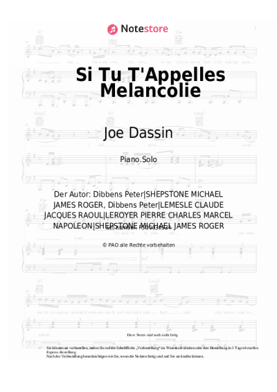 undefined Joe Dassin - Si Tu T'Appelles Melancolie