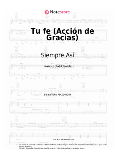 Noten, Akkorde Siempre Así - Tu fe (Acción de Gracias)