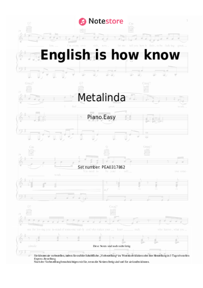 Noten, Akkorde Metalinda - English is how know