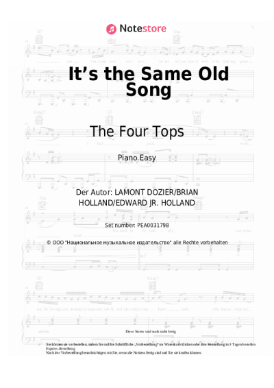 Noten, Akkorde The Four Tops - It’s the Same Old Song