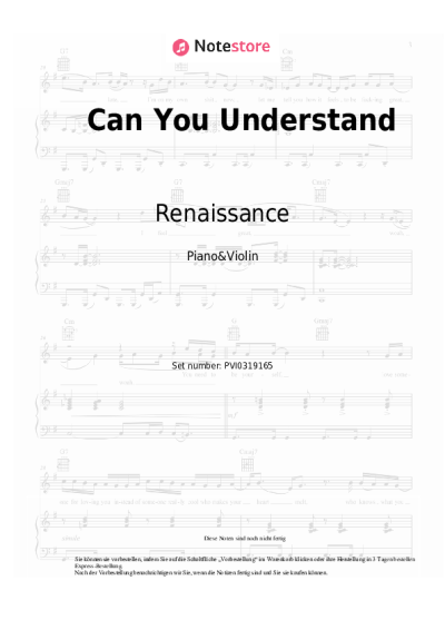 Noten, Akkorde Renaissance - Can You Understand