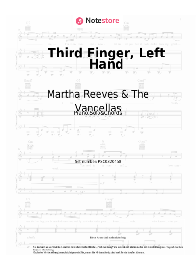 Noten, Akkorde Martha Reeves & The Vandellas - Third Finger, Left Hand
