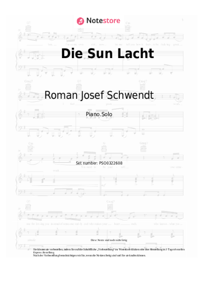 Noten, Akkorde Roman Josef Schwendt - Die Sun Lacht