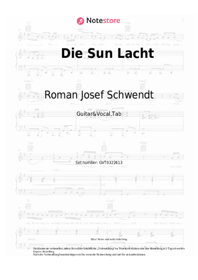 Noten, Akkorde Roman Josef Schwendt - Die Sun Lacht