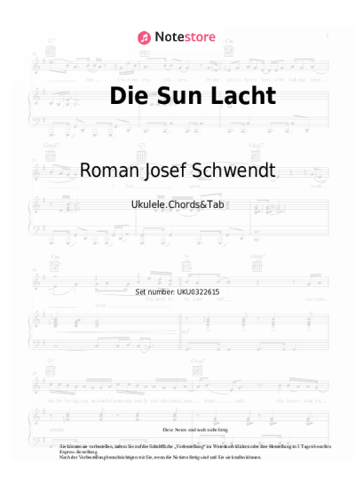 Noten, Akkorde Roman Josef Schwendt - Die Sun Lacht