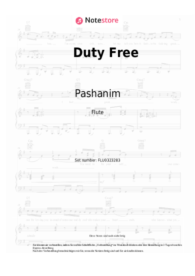 Noten, Akkorde Pashanim - Duty Free