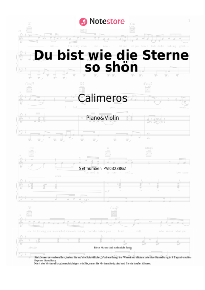 Noten, Akkorde Calimeros - Du bist wie die Sterne so shön