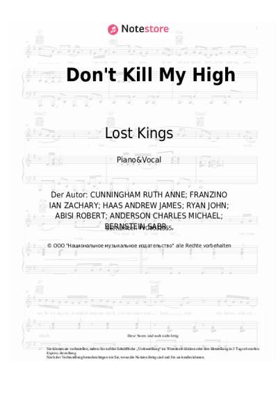 Noten, Akkorde Lost Kings, Wiz Khalifa, Social House - Don't Kill My High