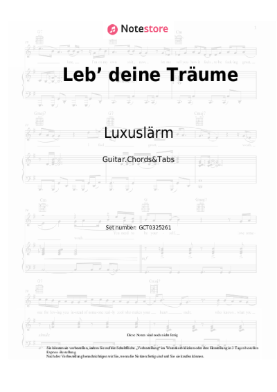 Noten, Akkorde Luxuslärm - Leb’ deine Träume