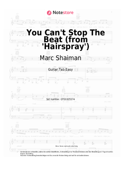 Noten, Akkorde Marc Shaiman, Scott Wittman - You Can't Stop The Beat (from 'Hairspray')