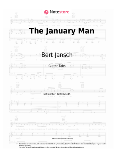 Noten, Akkorde Bert Jansch - The January Man