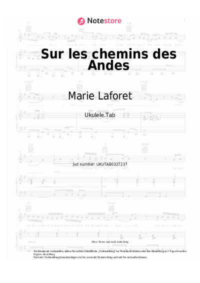 Noten, Akkorde Marie Laforet - Sur les chemins des Andes