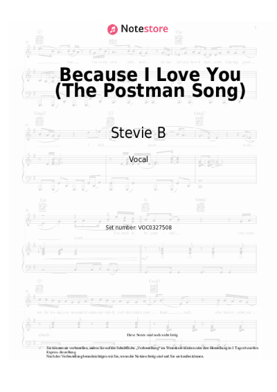 Noten, Akkorde Stevie B - Because I Love You (The Postman Song)