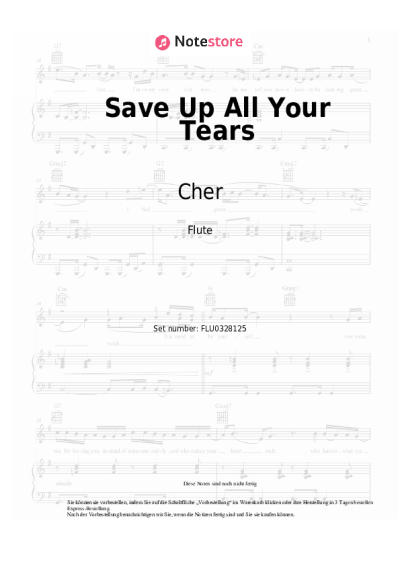 Noten, Akkorde Cher - Save Up All Your Tears
