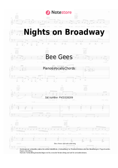 Noten, Akkorde Bee Gees - Nights on Broadway