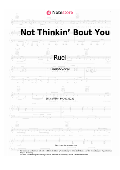 Noten, Akkorde Ruel - Not Thinkin’ Bout You