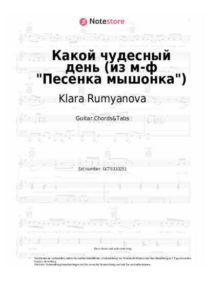 Noten, Akkorde Klara Rumyanova, Aleksandr Flyarkovsky - Какой чудесный день (из м-ф "Песенка мышонка")