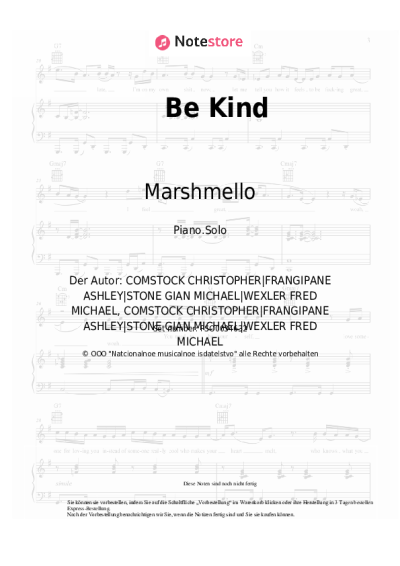 Noten, Akkorde Marshmello, Halsey - Be Kind