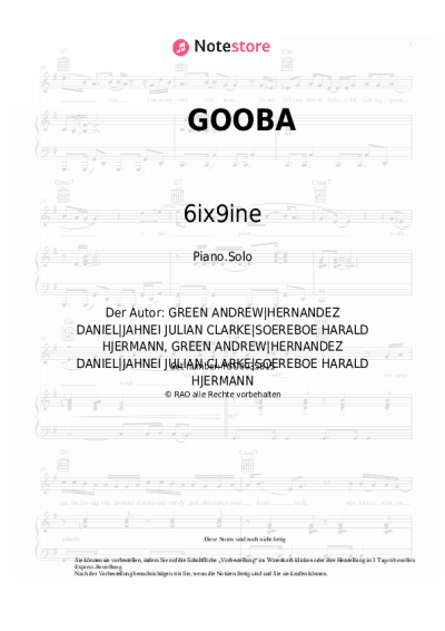 Noten, Akkorde 6ix9ine - GOOBA
