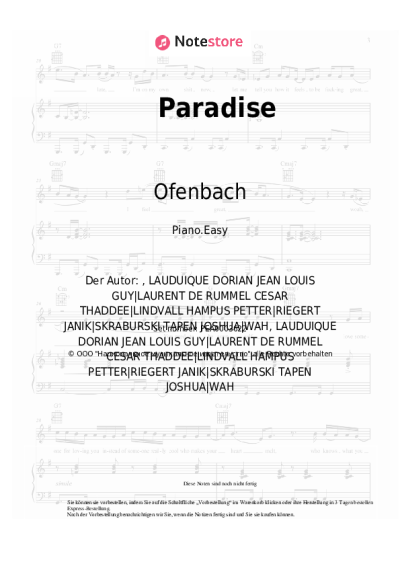 Noten, Akkorde Ofenbach, Benjamin Ingrosso - Paradise