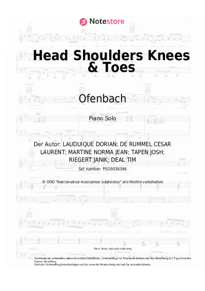 Noten, Akkorde Ofenbach, Quarterhead, Norma Jean Martine - Head Shoulders Knees & Toes