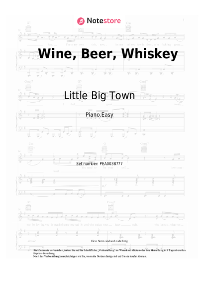 Noten, Akkorde Little Big Town - Wine, Beer, Whiskey