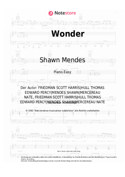 Noten, Akkorde Shawn Mendes - Wonder