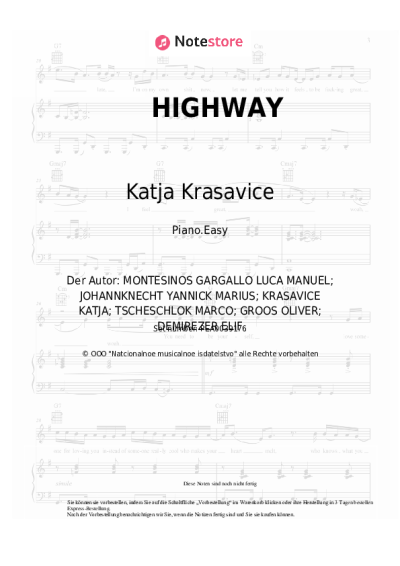 Noten, Akkorde Katja Krasavice, Elif - HIGHWAY