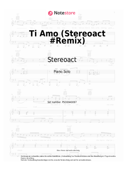 Noten, Akkorde Stereoact, Howard Carpendale - Ti Amo (Stereoact #Remix)