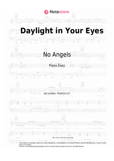 Noten, Akkorde No Angels - Daylight in Your Eyes
