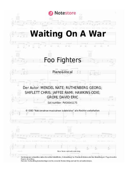 Noten, Akkorde Foo Fighters - Waiting On A War