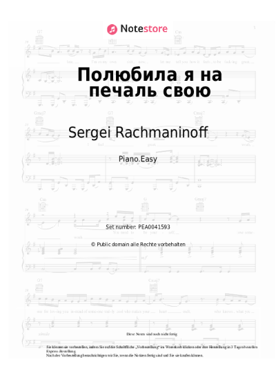 Noten, Akkorde Sergei Rachmaninoff - I fell in love, to my sorrow, Op. 8 No. 4
