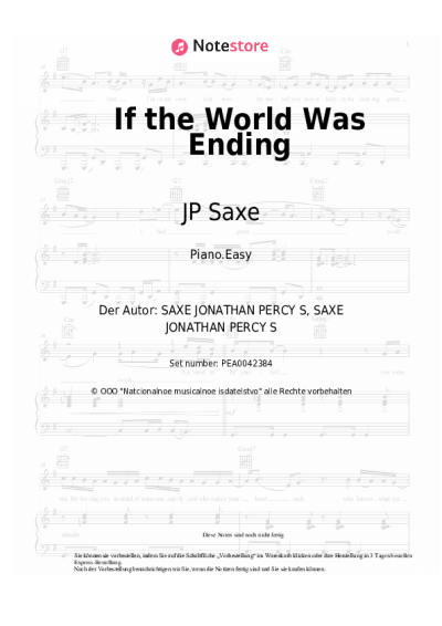 Noten, Akkorde JP Saxe, Julia Michaels - If the World Was Ending