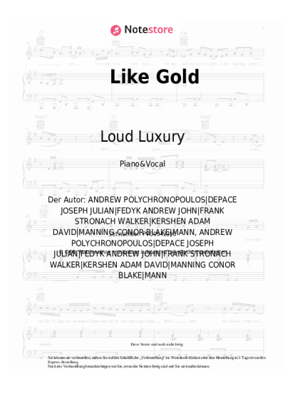 Noten, Akkorde Loud Luxury, Frank Walker, Stephen Puth - Like Gold