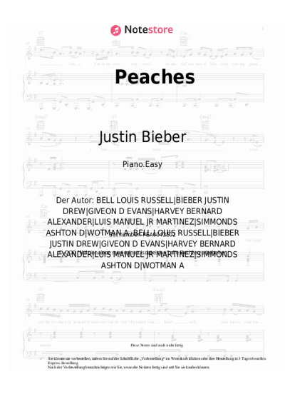 Noten, Akkorde Justin Bieber, Daniel Caesar, Giveon - Peaches